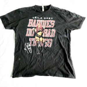 Leila Grey Autographed T-shirt Men's Size XL Black Good Condition AEW All Elite